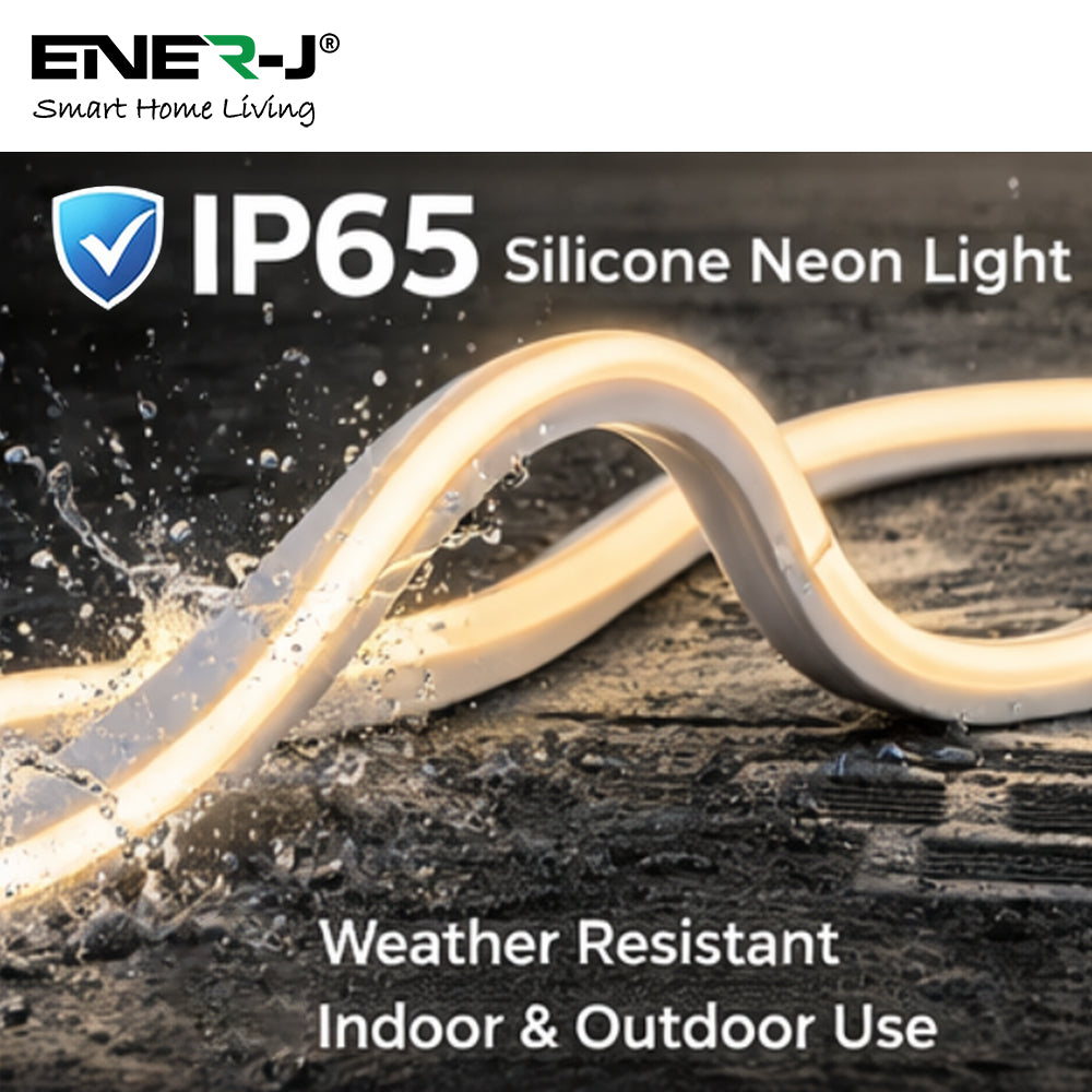 30 Meters 24V Silicon Neon Strip, Size: 10x10mm, IP65. Includes 30pcs Clips & 5 connector cable, Warm White