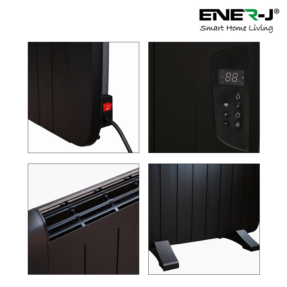 Smart WiFi Electric Radiator Heater 1200W Black Aluminium LCD Control