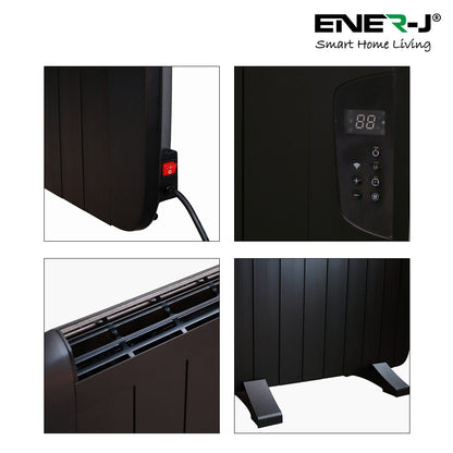 Smart WiFi Electric Radiator Heater 1200W Black Aluminium LCD Control
