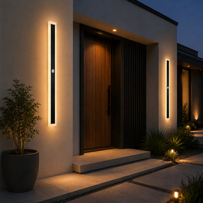 Ener-J PIR Sensor Outdoor LED Wall Light Motion Sensor Black IP65 18W Warm White 1000mm