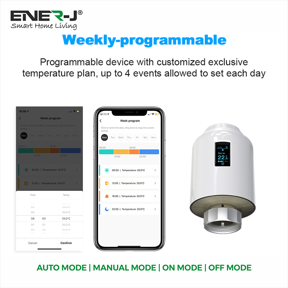 Wi-Fi Smart Thermostatic Radiator Valve with Screen