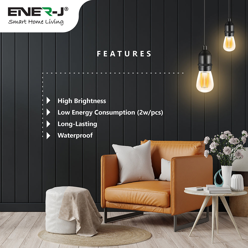 Ener-J LED Filament Bulb String Light Kit (inc 15x2W Filament LED Lamps)