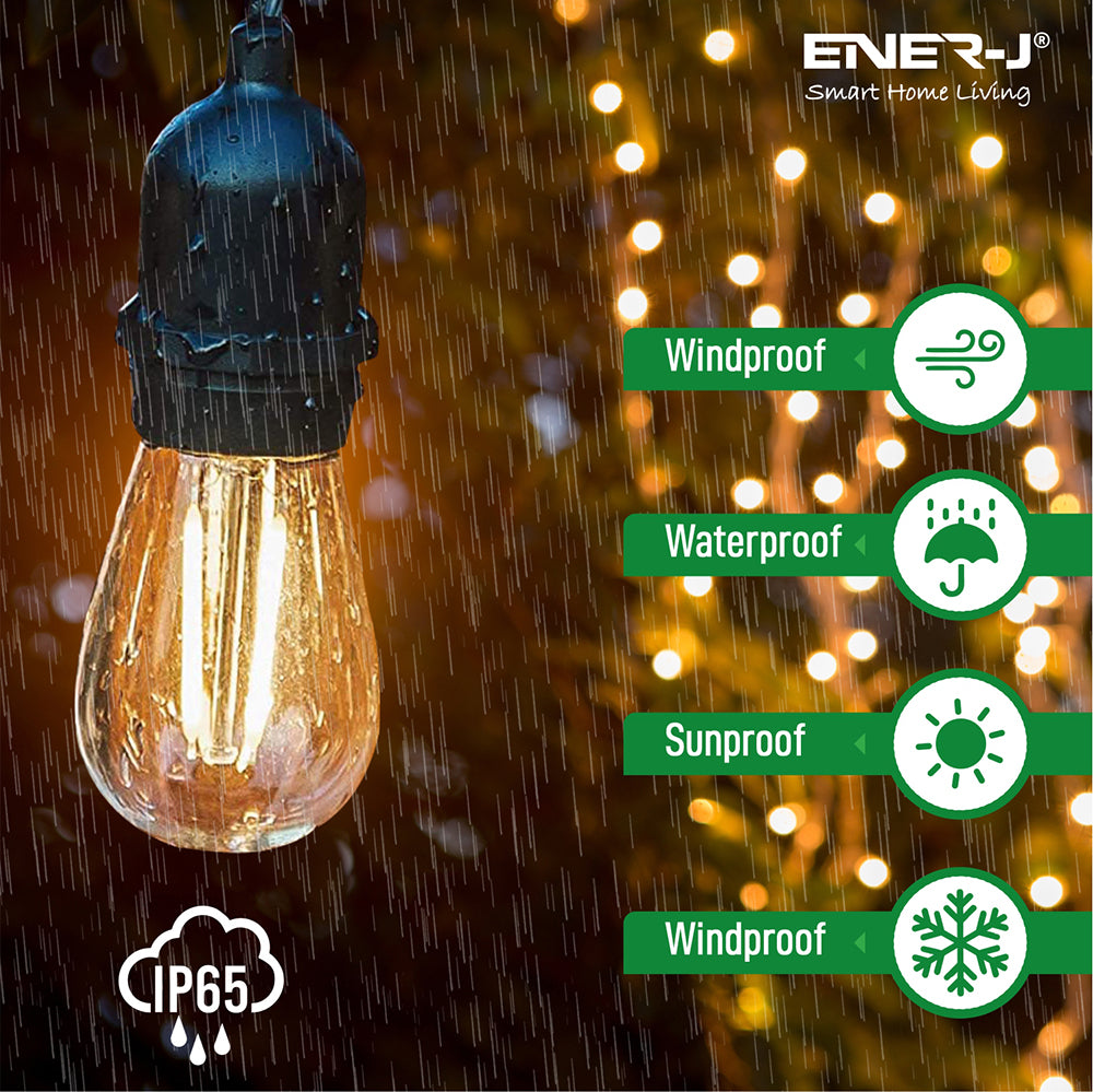Ener-J LED Filament Bulb String Light Kit 10.2 meters (inc 10x2W Filament LED Lamps)