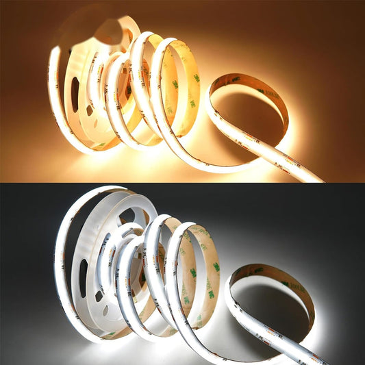 24V RGB+CCT COB Strip Lights, 840 LEDs/M, IP20 (5 Meter Roll) – Ener-J