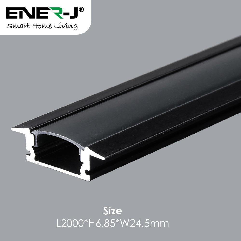 24.5mm x 6.85mm Aluminum Channel Profile with PC Cover - 2m Length (0.95mm Thickness)