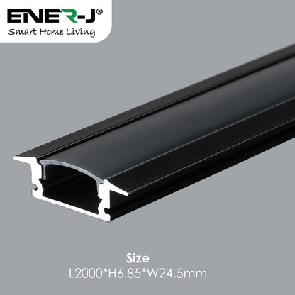 24.5mm x 6.85mm Aluminum Channel Profile with PC Cover - 2m Length (0.95mm Thickness)