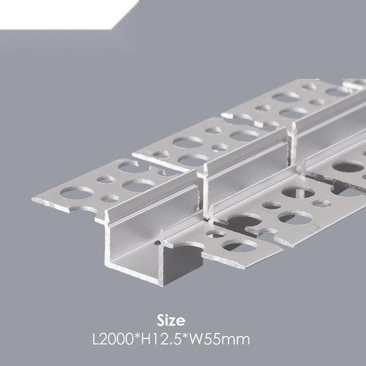 55mm x 12.5mm Recessed Plasterboard Trimless Aluminium LED Profile with Flange for Drywall - 2m Kit (1.2mm Thickness) – Ener-