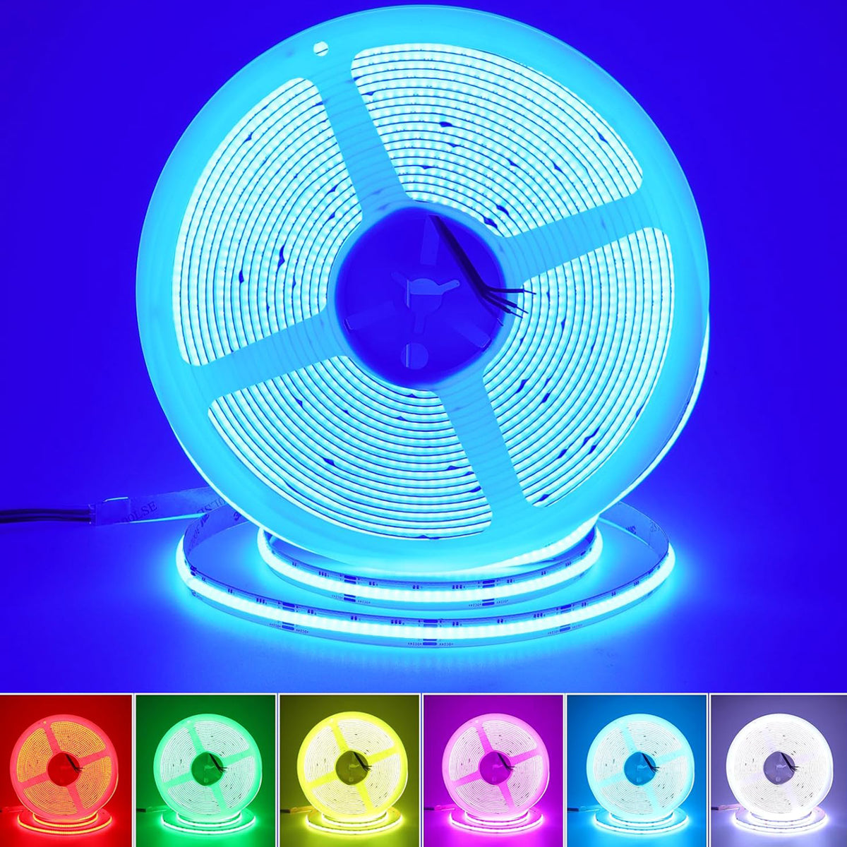 24V COB LED Strip, RGB with 576 LEDs/Meter, 14W/Meter, DC Connector included, IP20