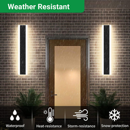 Ener-J 60 x 8 cms size Outdoor Acrylic Black Wall Lights, 12W Waterproof IP65 Warm White