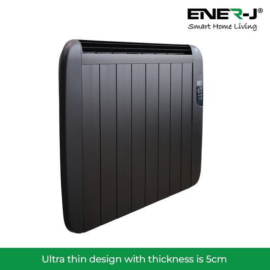 Smart WiFi Electric Radiator Heater 1200W Black Aluminium LCD Control