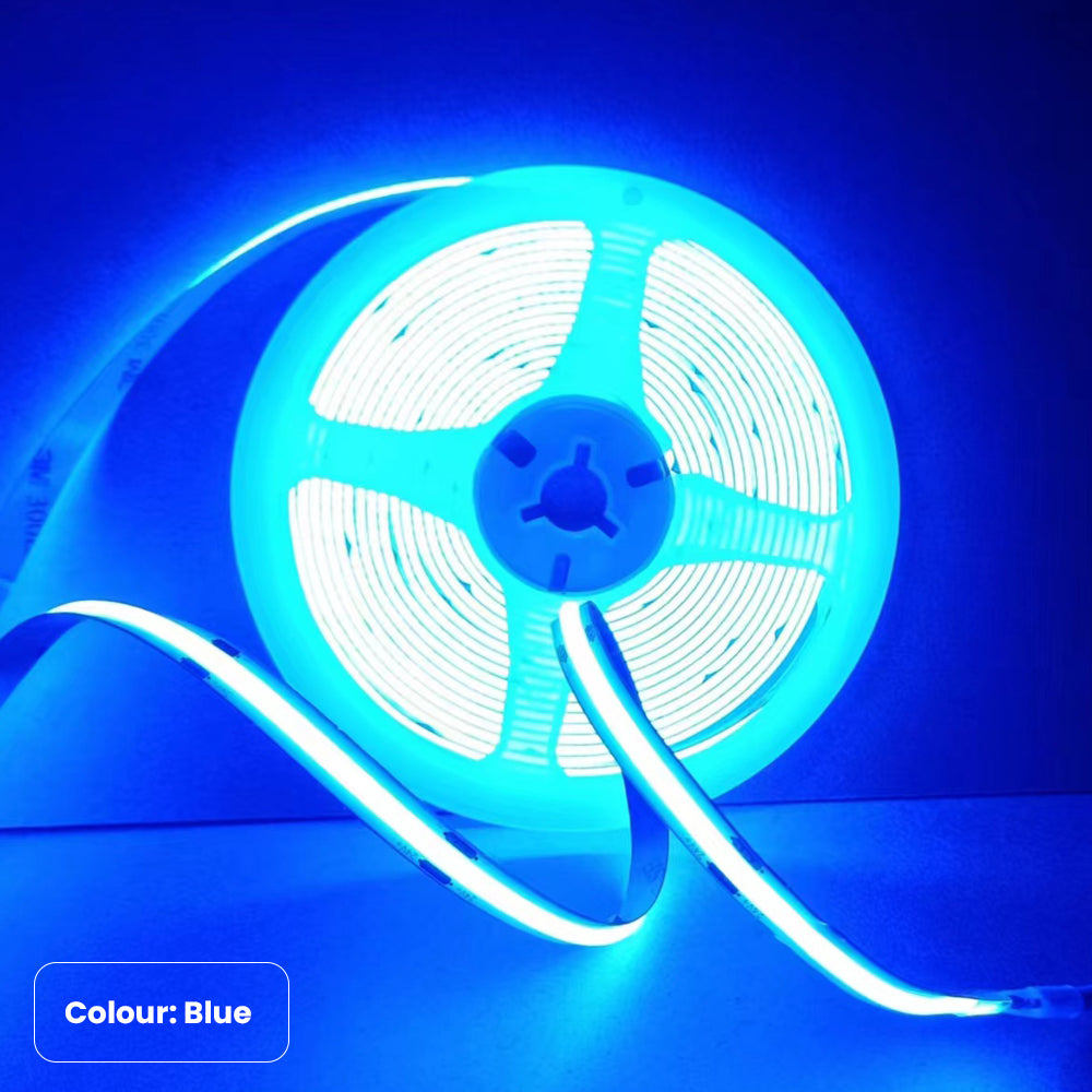 24V COB LED Strip Lights with 480 LEDs/M, 12W/M, 1200lm/M, CRI 90-92, Blue Colour