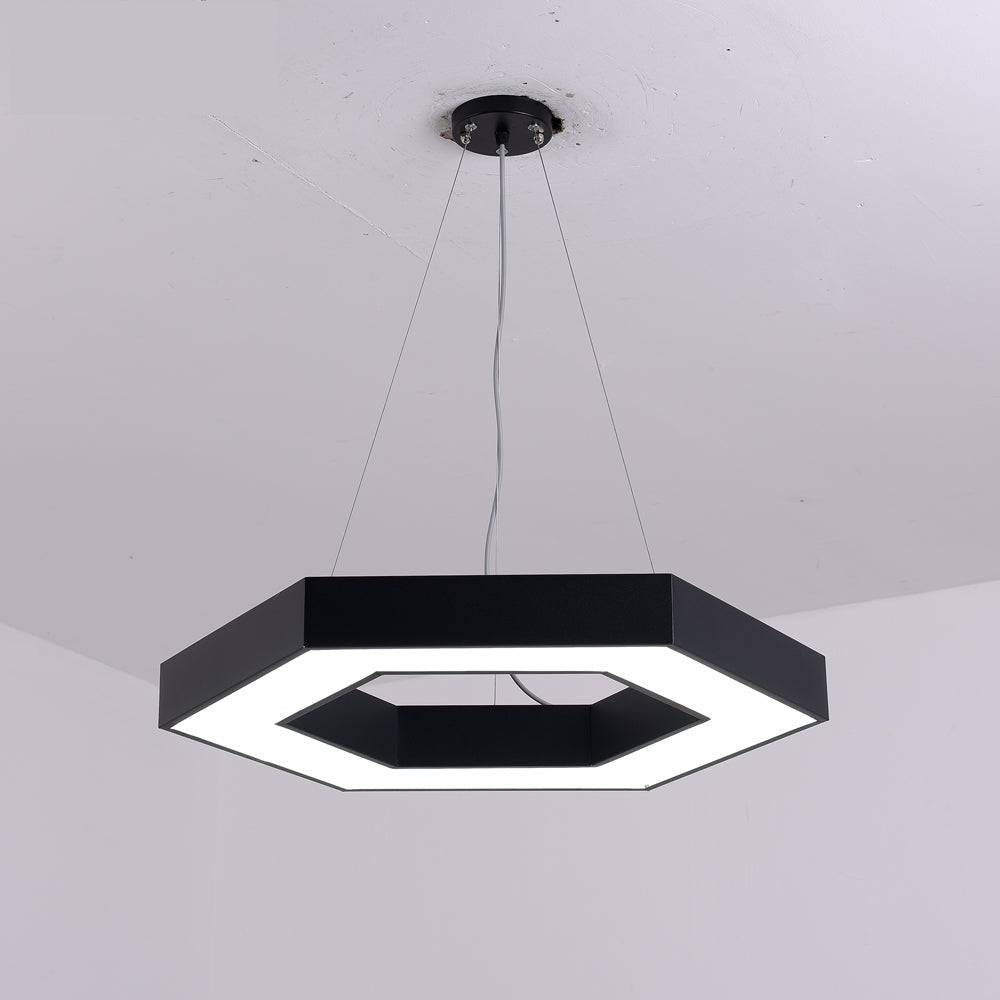 Hollow Hexagon LED Pendant Light — Black