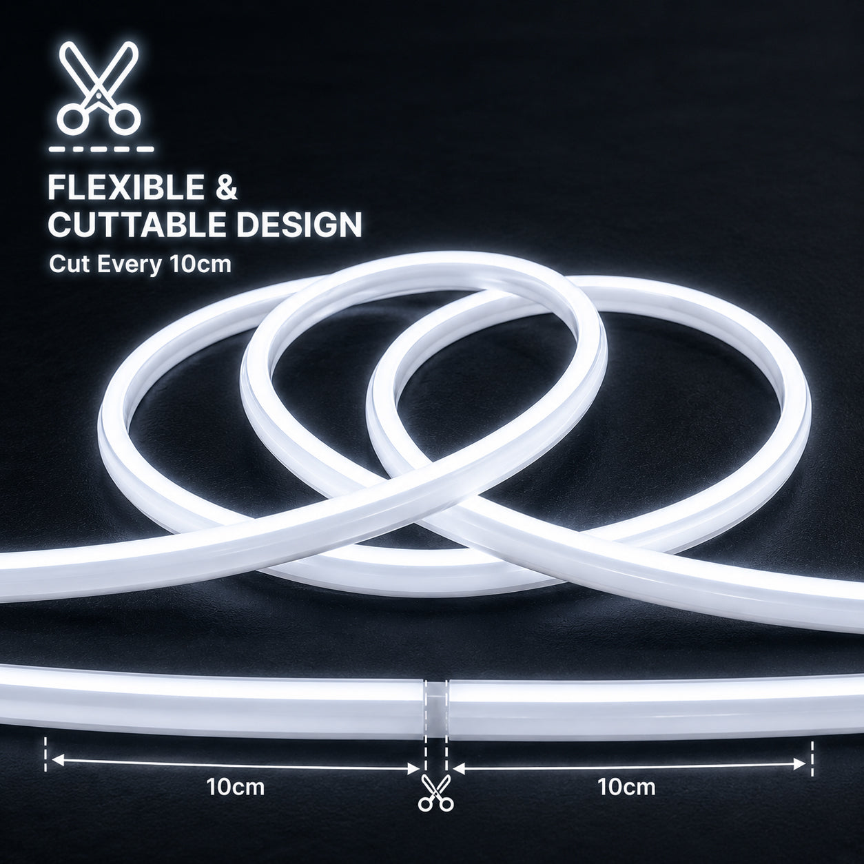 10M FCOB Neon Rope Light Kit, 10W/M, 800Lm/M, 6500K