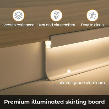 Aluminium skirting profile, flat stepped design with an 80 mm height, Thickness 1.1mm, Length 3 Meters