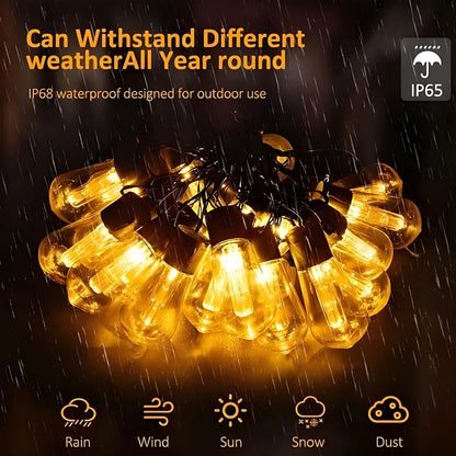 Ener-J 15M LED Bulb String Light Kit with 15 pcs Flame Effect Bulbs  & UK Plug, 1800K, IP65 (2pcs extra spare bulbs included)