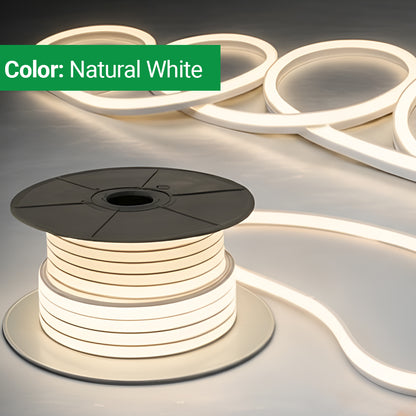 30 Meters 24V Silicon Neon Strip, Size: 10x10mm, IP65. Includes 30pcs Clips & 5 connector cable, Natural White