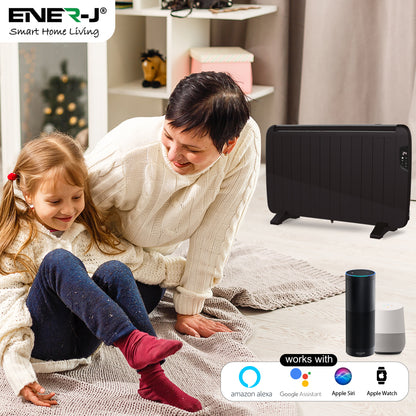 Smart Electric Radiator Heater 2000W WiFi App Control Black Slimline Freestanding or Wall Mounted
