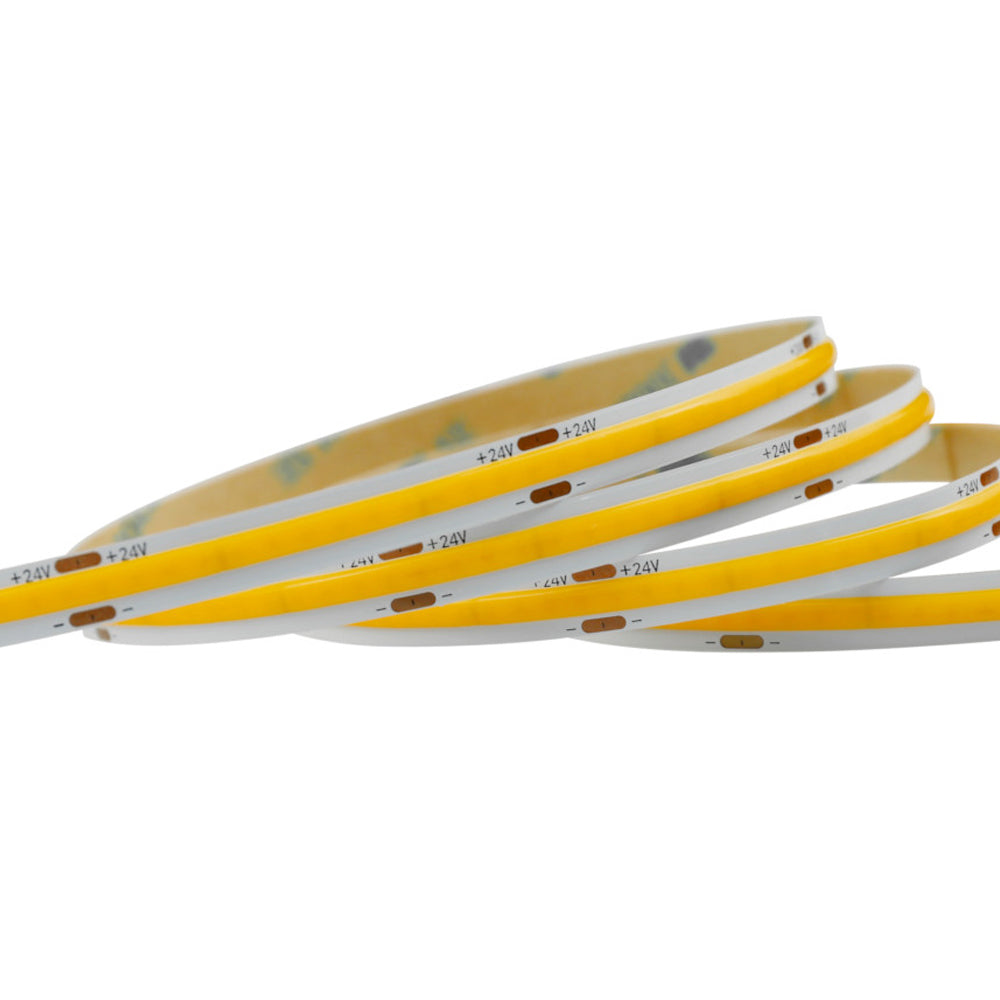 24V COB LED Strip Lights with 480 LEDs/M, 12W/M, 1020lm/M, CRI 90-92, 6500K, IP65