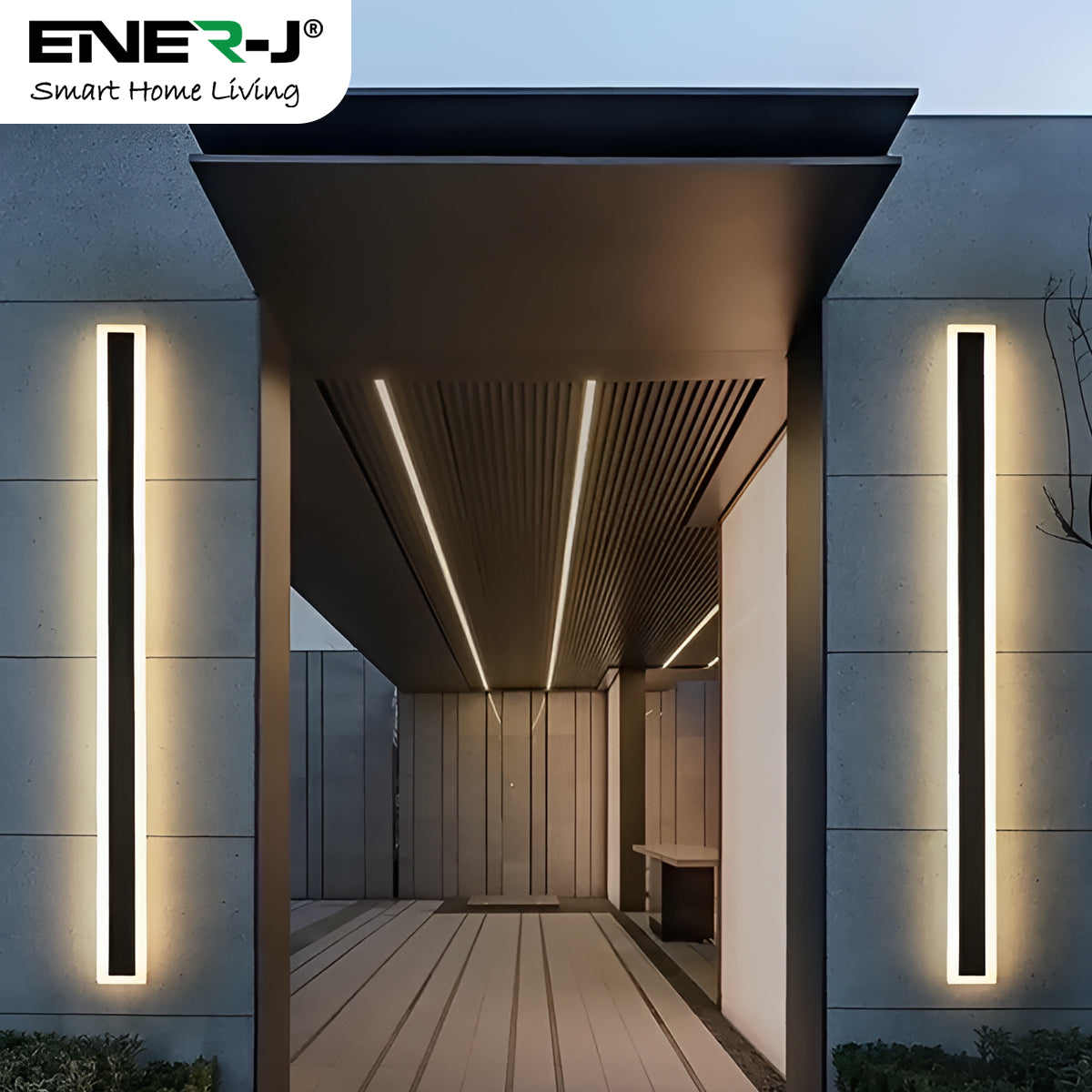 Ener-J 120 x 8 cms size Outdoor Acrylic Wall Lights, 60W Waterproof IP65 CCT Changing & Dimming through remote