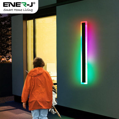 Ener-J 60 x 8 cms size Outdoor Acrylic Black Wall Lights, 12W Waterproof IP65 RGB