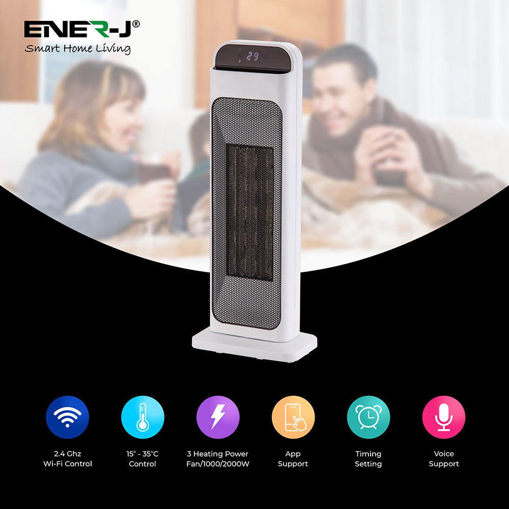 Smart PTC Ceramic Tower Heater 2000W WiFi Oscillation White