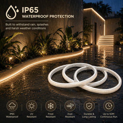 10M FCOB Neon Rope Light Kit, 10W/M, 800Lm/M, 4000K