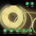5 Meters Set of 24V Dotless COB Strip with 480 LEDs/M + Dimming Controller + UK Adapter Plug, 3000K