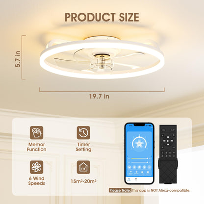 50cm Ceiling Fan with LED Light (3600LM) - White