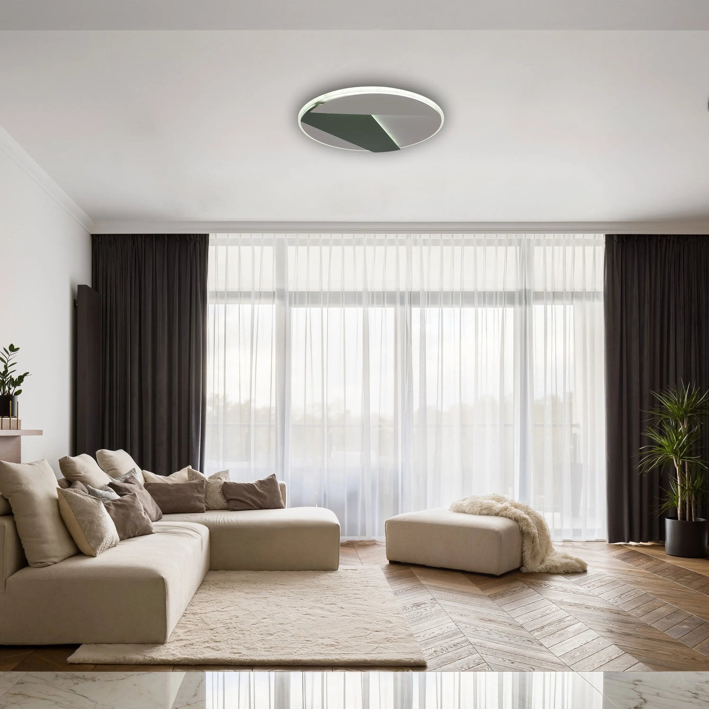 Layered LED Ceiling Light with Hidden Lighting, Flush Mount