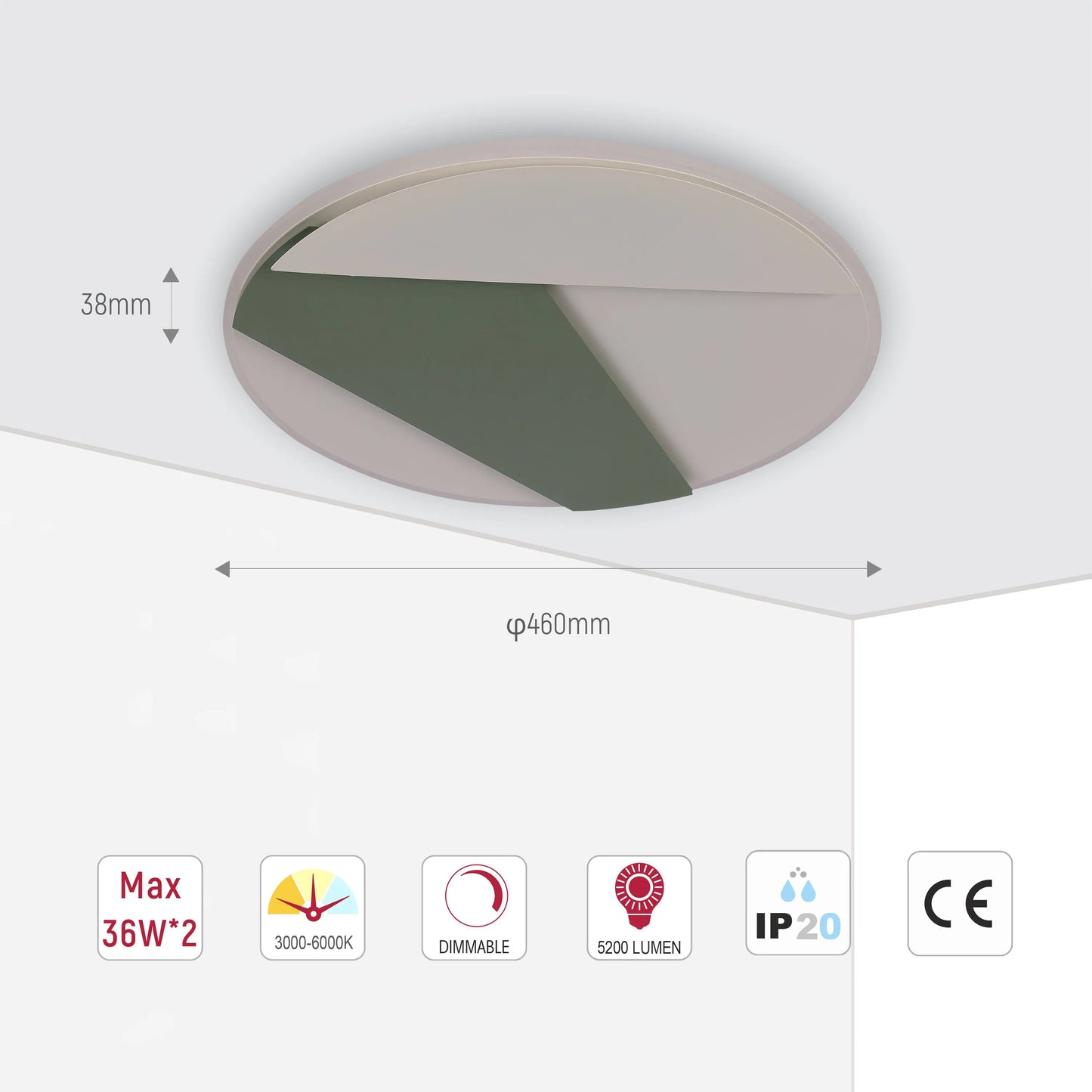 Layered LED Ceiling Light with Hidden Lighting, Flush Mount