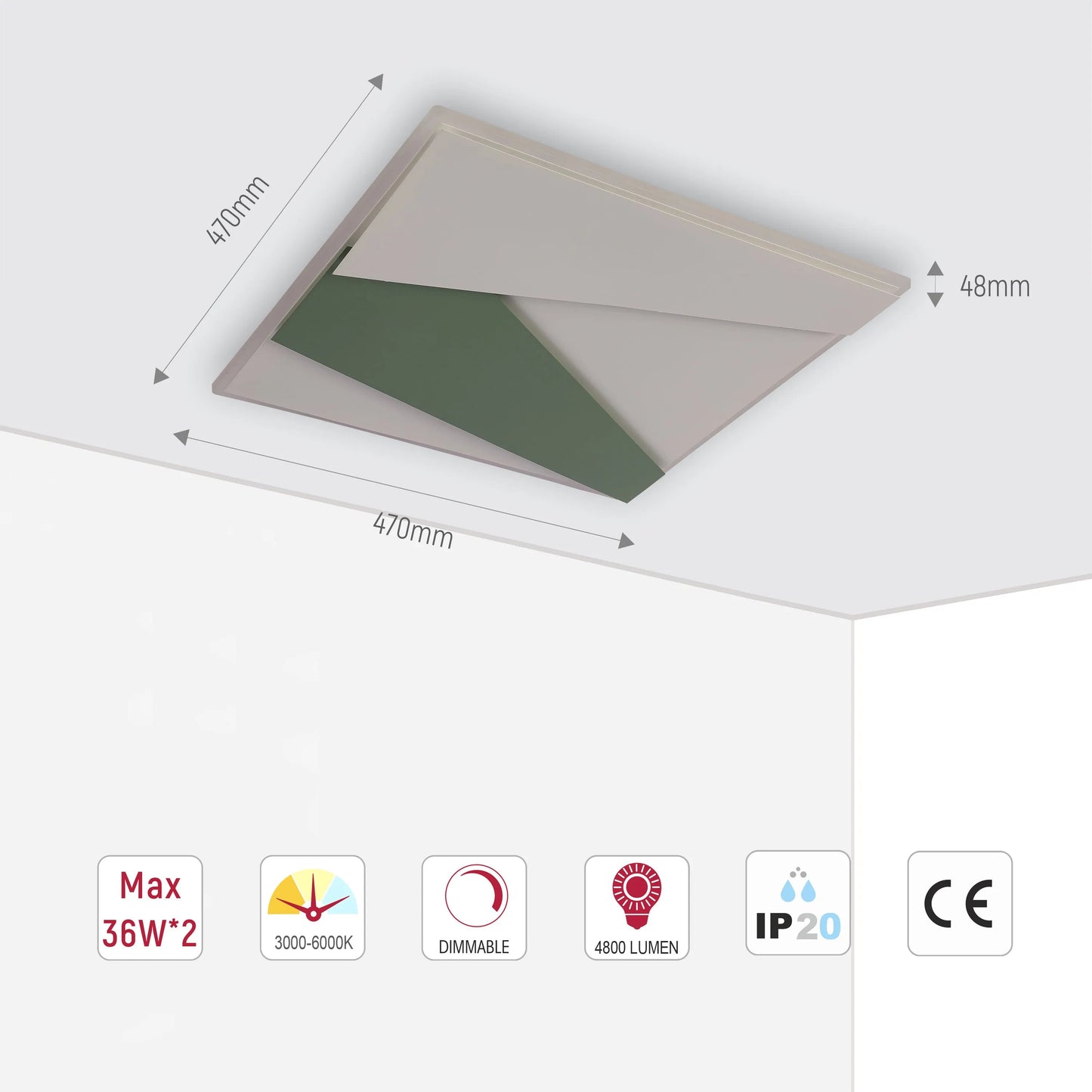 Layered LED Ceiling Light with Hidden Lighting, Flush Mount