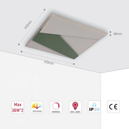 Layered LED Ceiling Light with Hidden Lighting, Flush Mount