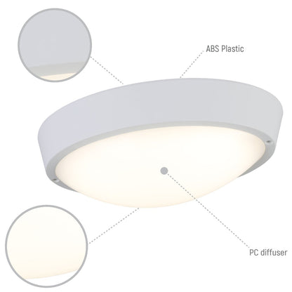LED Bulkhead Light IP65 Ceiling Wall Interior Exterior 4000K White