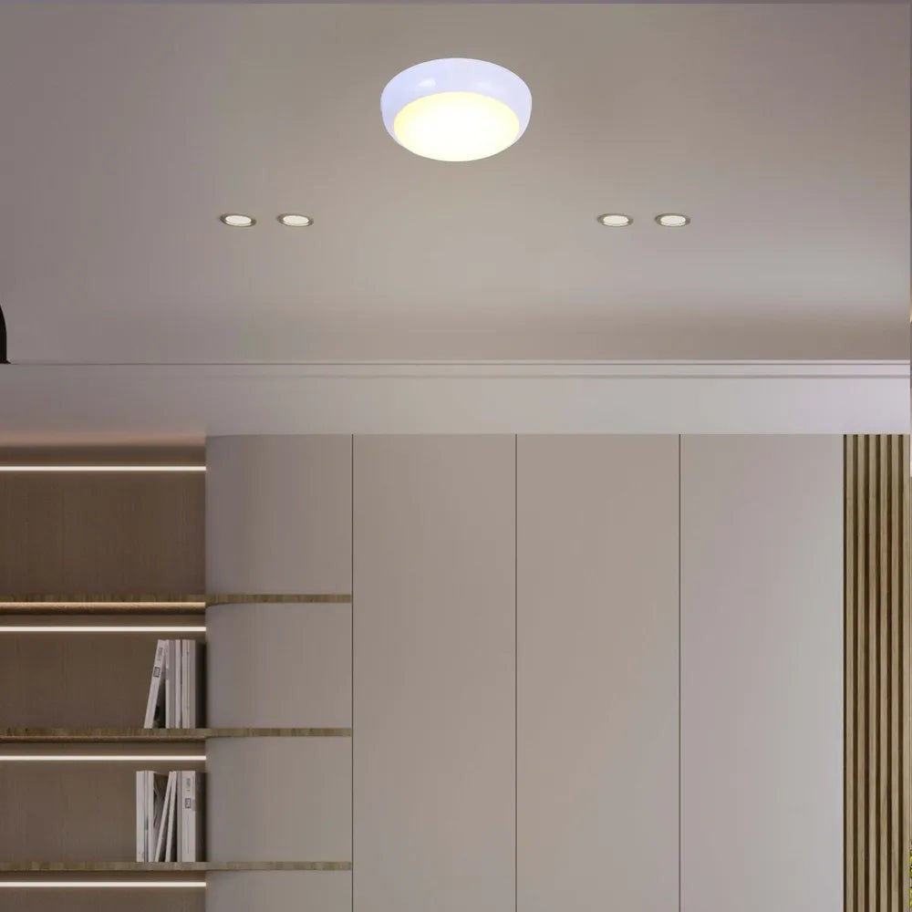 LED Paladin Bulkhead 14-16-20 W 3CCT IP54 with White Rim