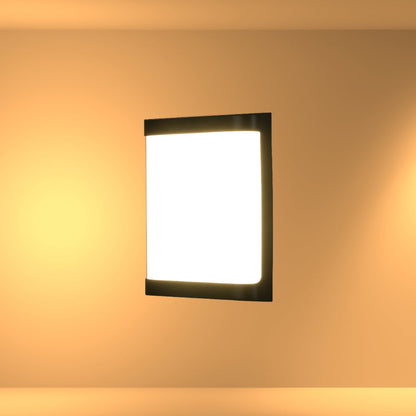 LED Plastic Black Modern Square Outdoor Wall Light 15W Cool White