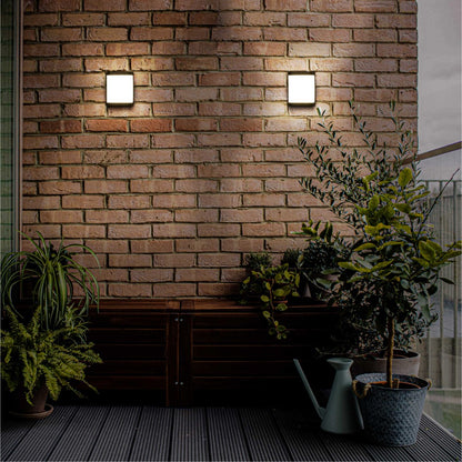 LED Plastic Black Modern Square Outdoor Wall Light 15W Cool White