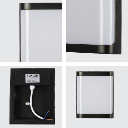 LED Plastic Black Modern Square Outdoor Wall Light 15W Cool White