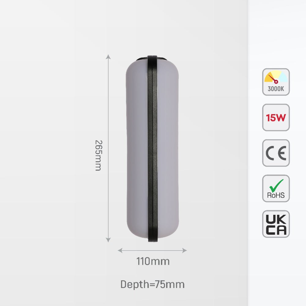 LED Plastic Modern Outdoor Wall Light 15W