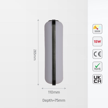 LED Plastic Modern Outdoor Wall Light 15W