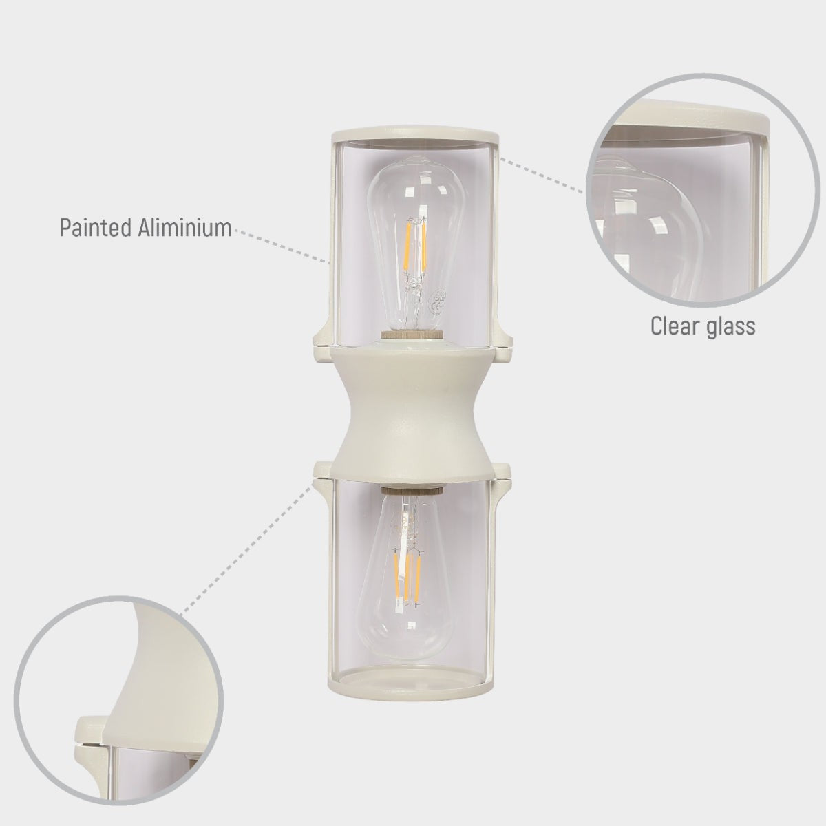 Lux Vintage Classic Up Down Outdoor Wall Light IP54 White