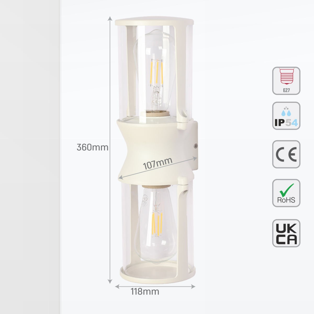 Lux Vintage Classic Up Down Outdoor Wall Light IP54 White
