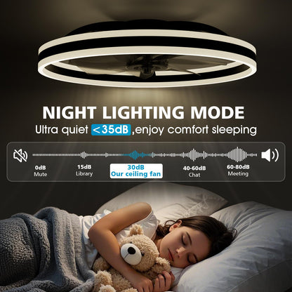 60cm Ceiling Fan with LED Light - Black