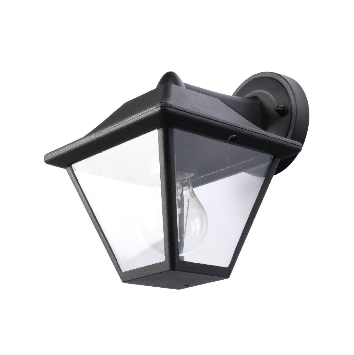 Downward Cottage Style Outdoor Wall Lamp, Matt Black, E27 – TEKLED