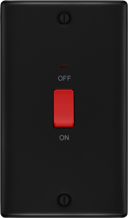 BG Nexus Metal Matt Black 45A Double Pole Switch