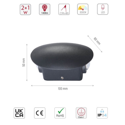 Black Ellipse Up/Down LED Wall Light