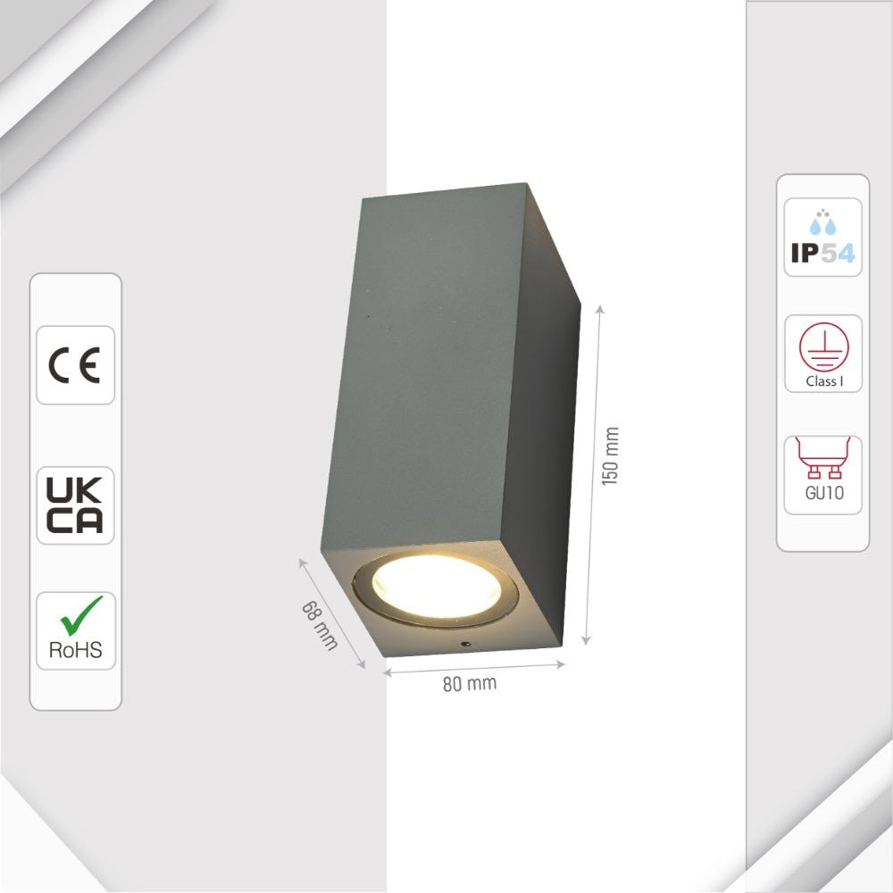 Cuboid Wall Lamp IP44 GU10 Grey