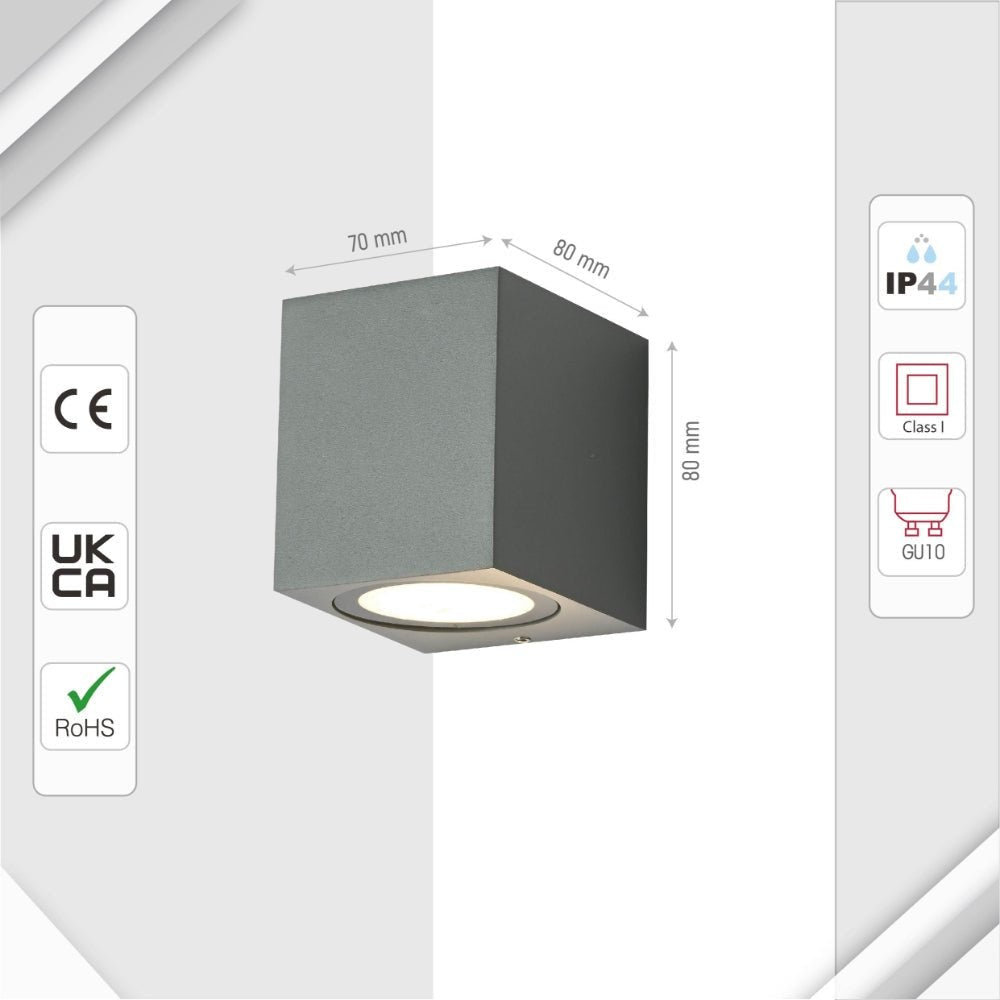 Cuboid Wall Lamp IP44 GU10 Grey