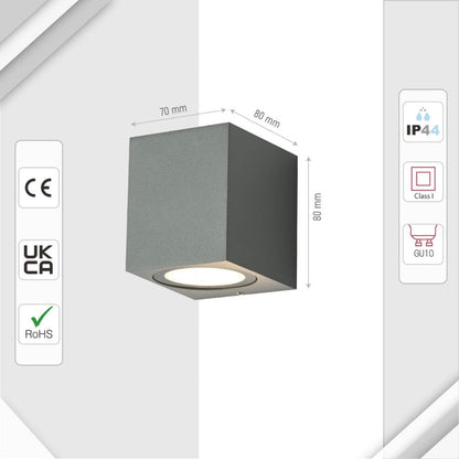 Cuboid Wall Lamp IP44 GU10 Grey