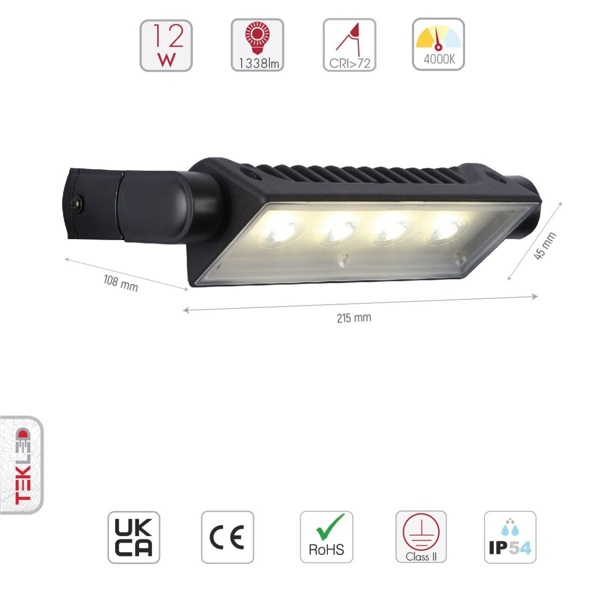 LED Wallwasher Wall Light 12W IP54 Black
