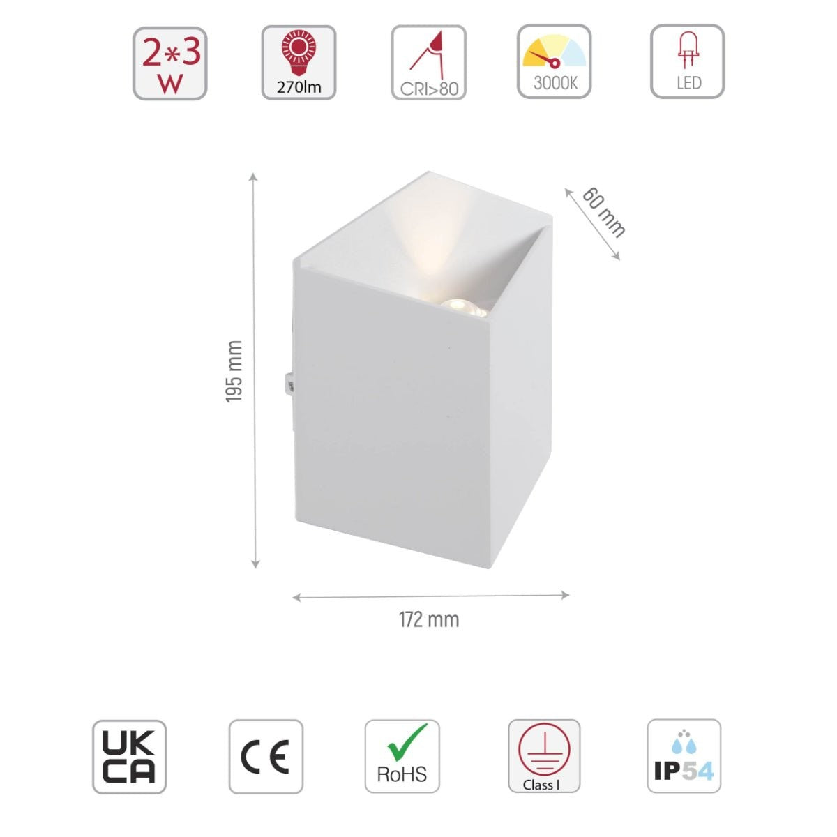 White Cuboid Up Down Outdoor Modern LED Wall Light